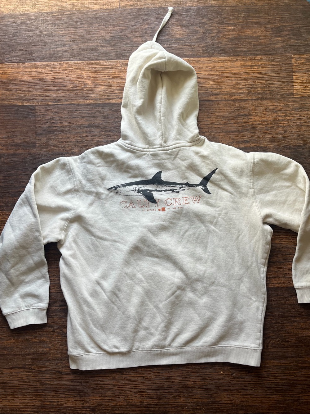 Men's Salty Crew Hoodie Cream Logo M Ocean Fishing Adventure Sea Outdoor Boats